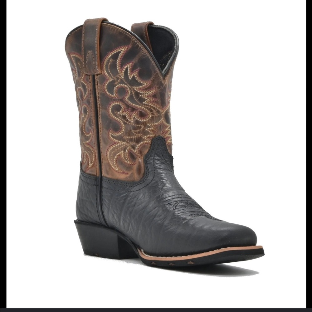 NWOT Dan Post Boy’s Little River Western Boots Size 11 D‎ Black/Rust Brown Boots